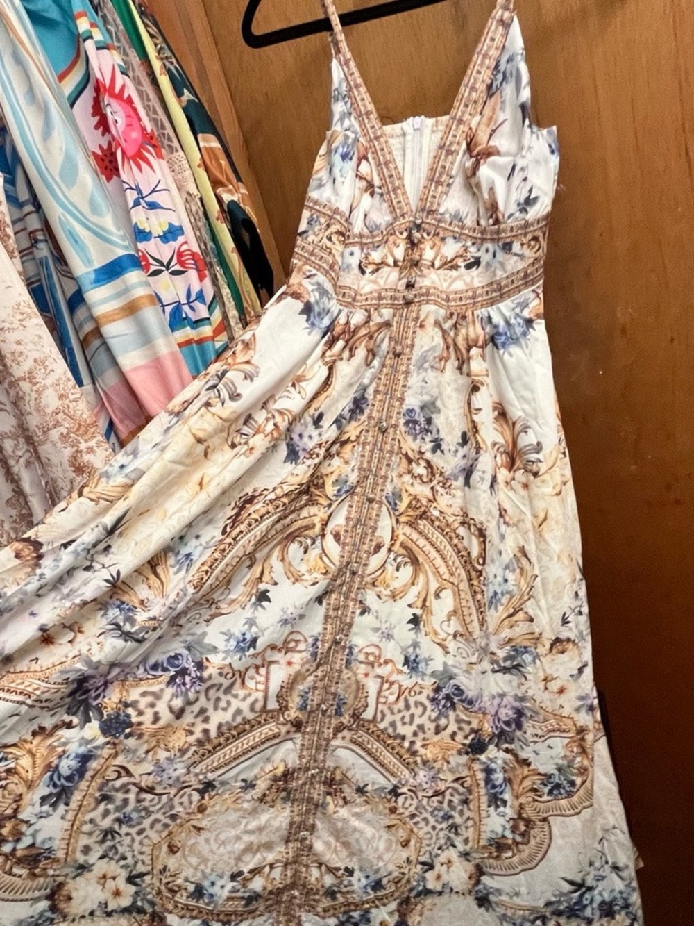 Boho Paisley Floral Maxi Dress Sleeveless Smocked Back Lined Size Medium NWOT - Picture 10 of 10